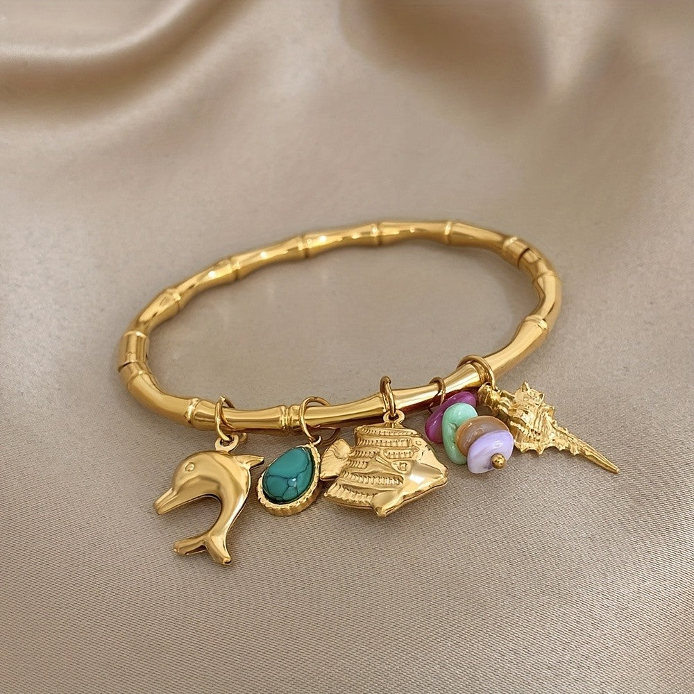 18k Bamboo Charm Bracelet