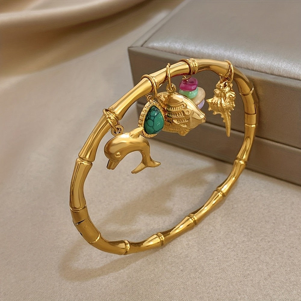 18k Bamboo Charm Bracelet