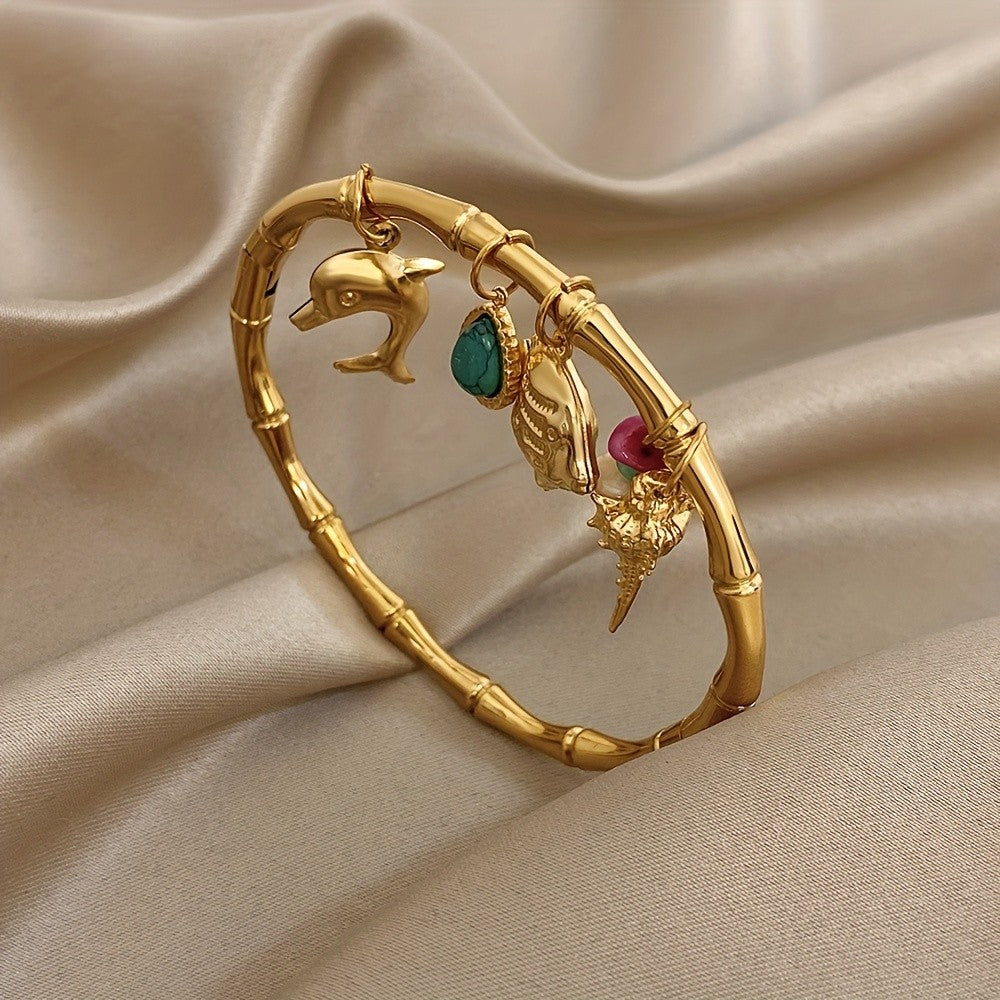 18k Bamboo Charm Bracelet