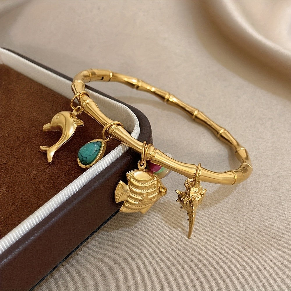 18k Bamboo Charm Bracelet