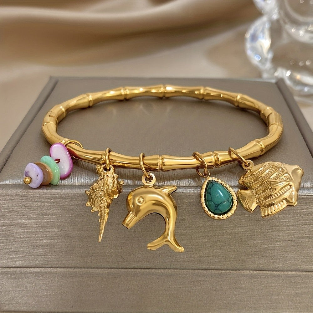 18k Bamboo Charm Bracelet