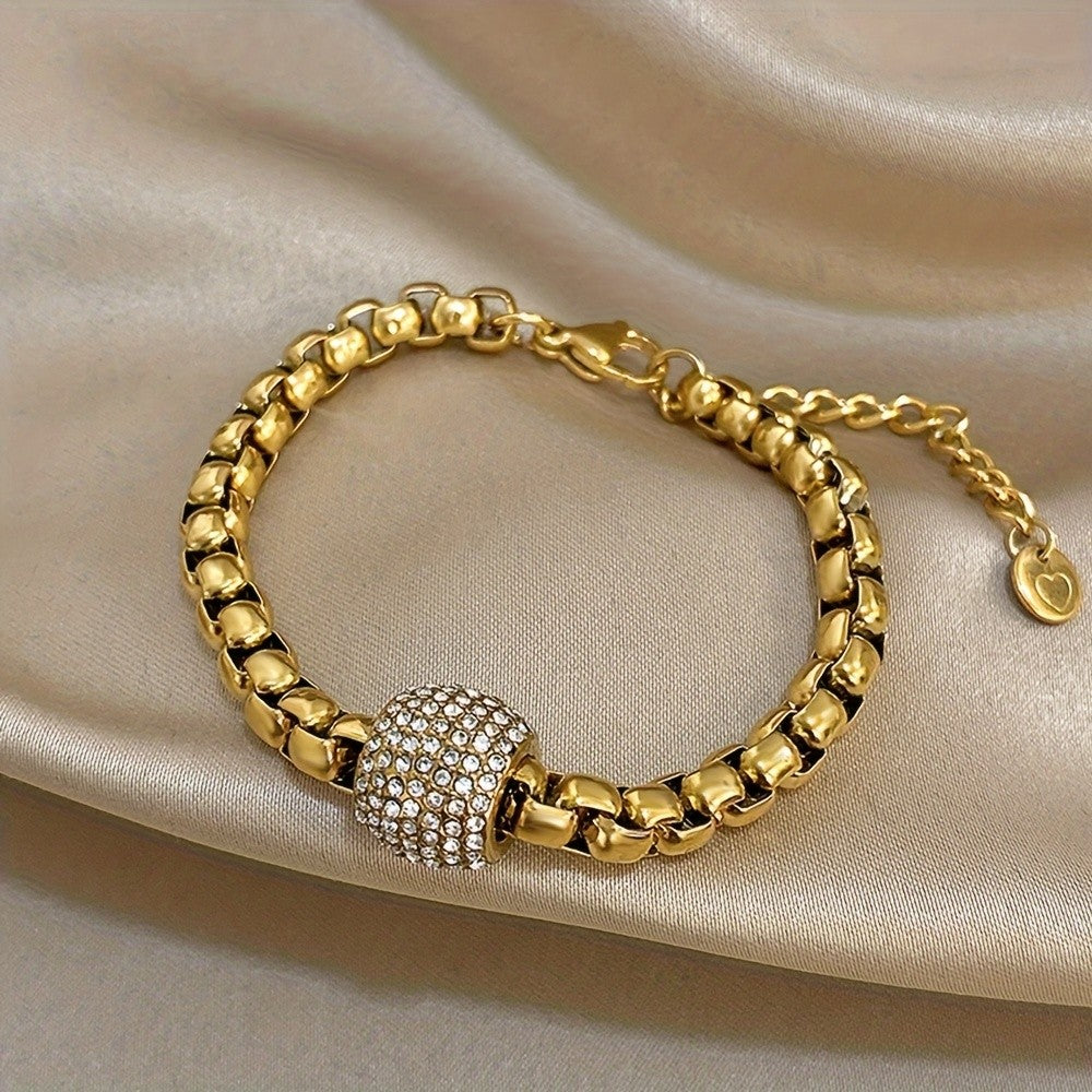 18k Paved Bead Chain Bracelet