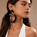 Geometric Black Resin Drop Earrings