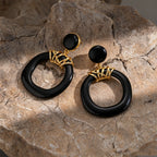 Geometric Black Resin Drop Earrings