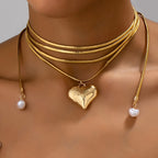 Adjustable Bow Tie Heart Pendant Necklace
