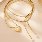 Adjustable Bow Tie Heart Pendant Necklace