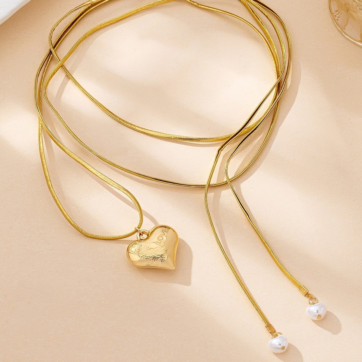 Adjustable Bow Tie Heart Pendant Necklace