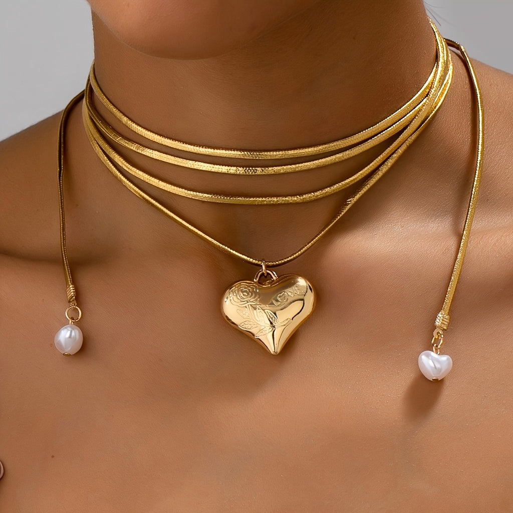 Adjustable Bow Tie Heart Pendant Necklace