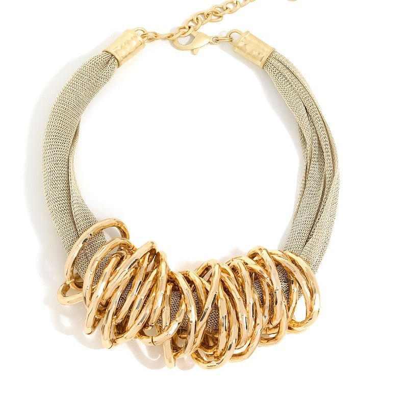 Geometric Interlocking Ring Necklace