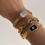 18k Vintage Rectangular Stone Bangle