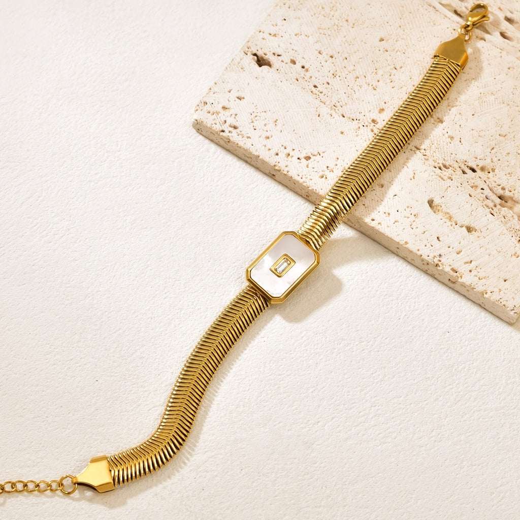 18k Vintage Rectangular Stone Bangle