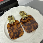 18k Asymmetric Tortoiseshell Square Earrings