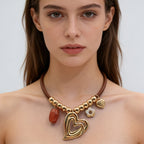 Bohemian Double Heart Charm Necklace