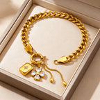 18k Flower Charm Cuban Bracelet