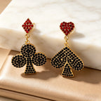 Asymmetric Card Suit Drop Earrings