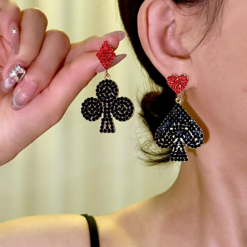Asymmetric Card Suit Drop Earrings