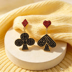 Asymmetric Card Suit Drop Earrings