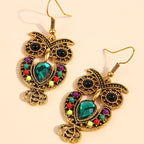 14k Bohemian Owl Drop Earrings
