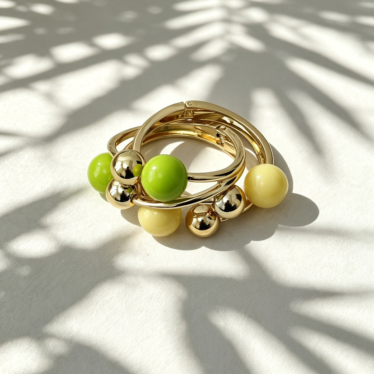 Colorful Resin Bead Hinged Bangle
