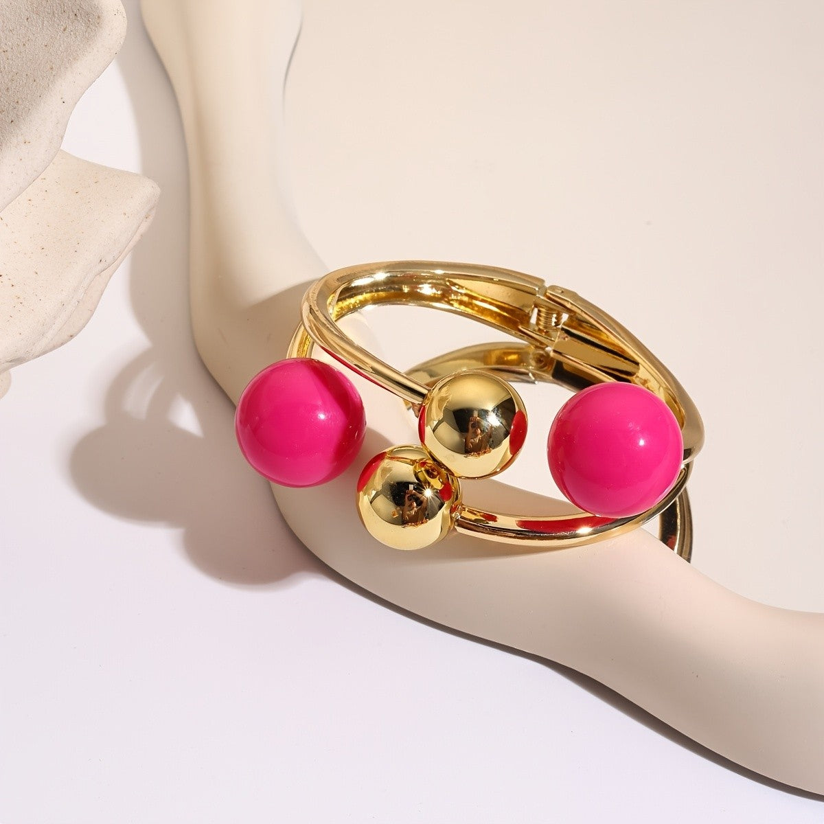 Colorful Resin Bead Hinged Bangle