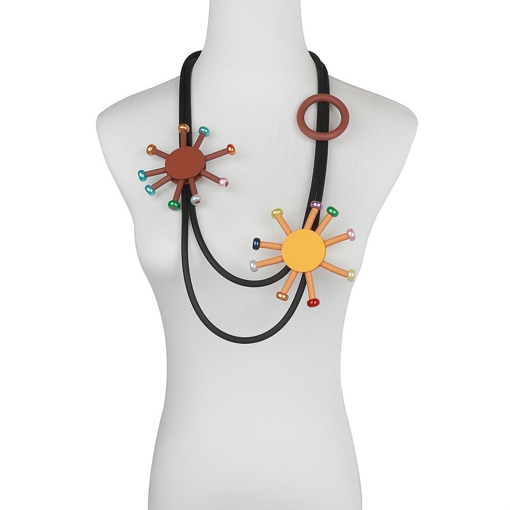 Multicolor Bead Sunflower Silica Gel Necklace