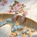 Pink Enamel Parrot Stud Earrings