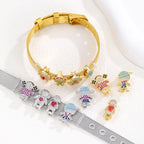 Gold Tone Character Charm Bracelet