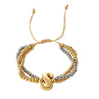 Multi-Layer Letter and Heart Charm Bracelet