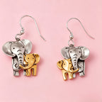 Two-Tone Elephant Drop Earrings