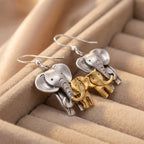 Two-Tone Elephant Drop Earrings