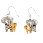 Two-Tone Elephant Drop Earrings