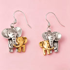 Two-Tone Elephant Drop Earrings