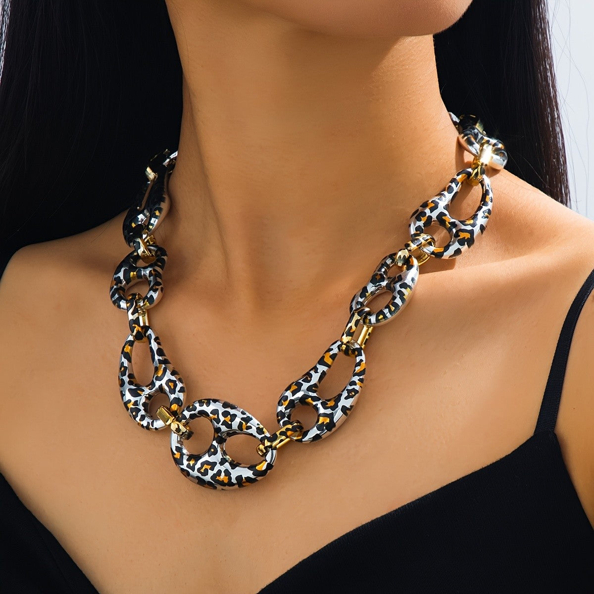 Vintage Leopard Print Link Necklace