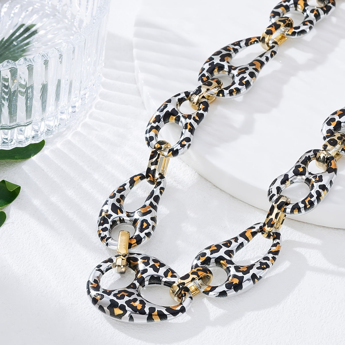 Vintage Leopard Print Link Necklace