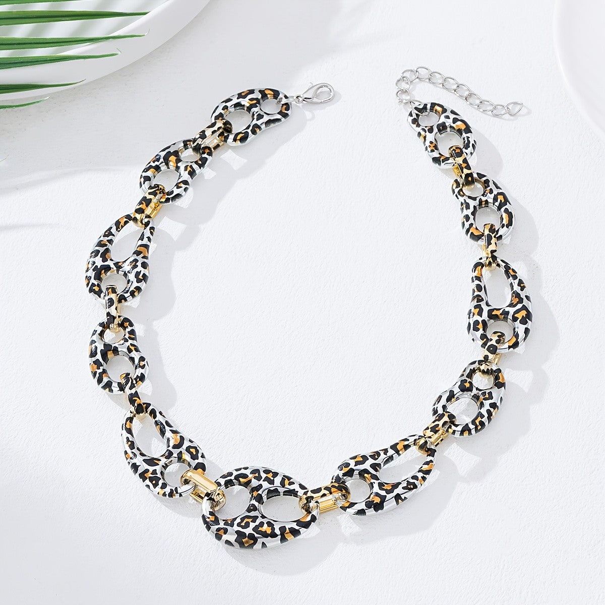 Vintage Leopard Print Link Necklace