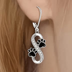 Infinity Paw Print Drop Earrings