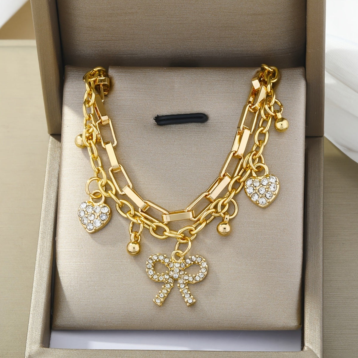 Double Layer Heart Bow Bracelet