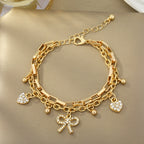 Double Layer Heart Bow Bracelet