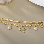 Double Layer Heart Bow Bracelet