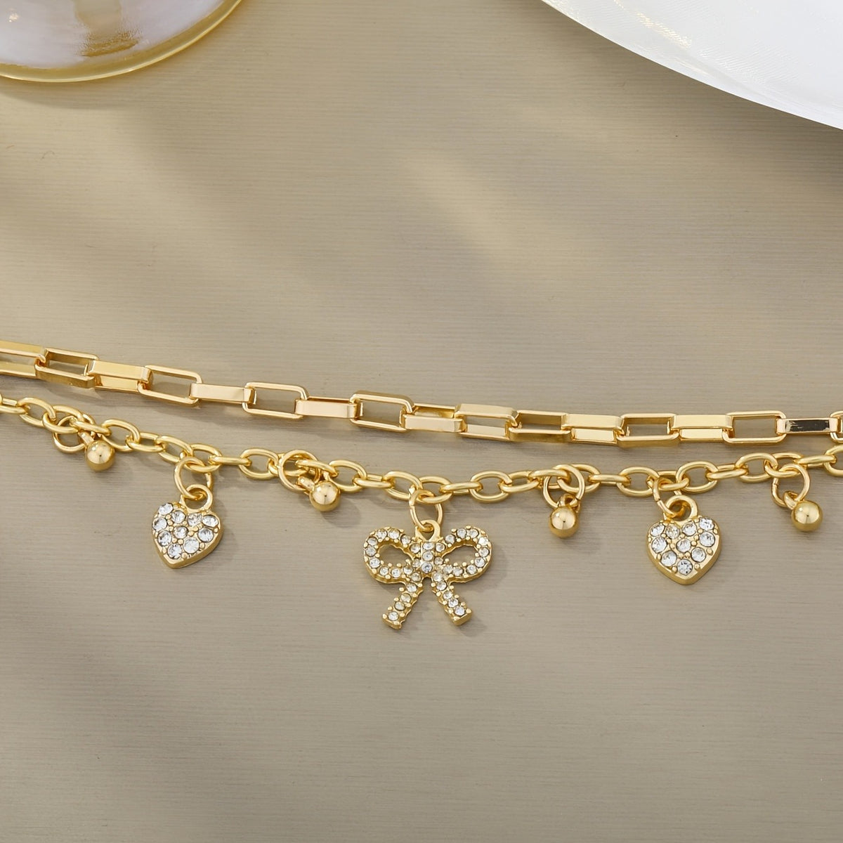 Double Layer Heart Bow Bracelet