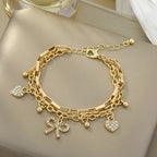 Double Layer Heart Bow Bracelet