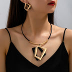 Geometric Square Necklace and Earring Set