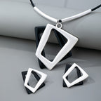 Geometric Square Necklace and Earring Set
