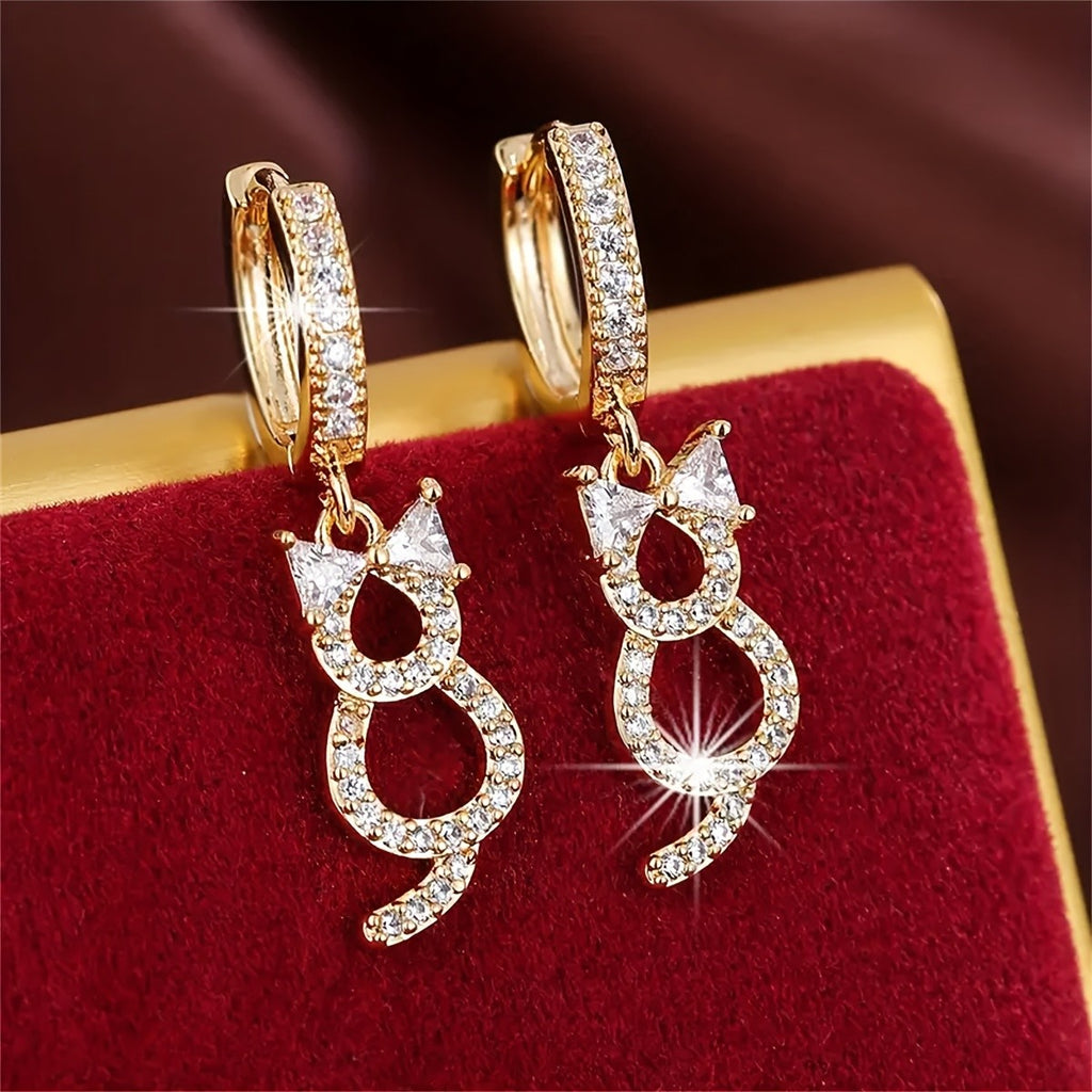 18k Cat Drop Earrings