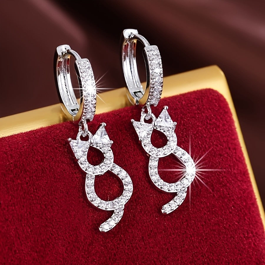 18k Cat Drop Earrings