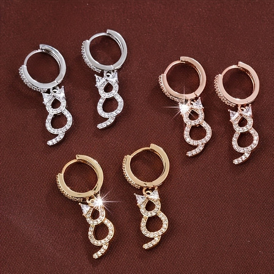 18k Cat Drop Earrings
