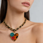 Vintage Leopard Print Heart Necklace