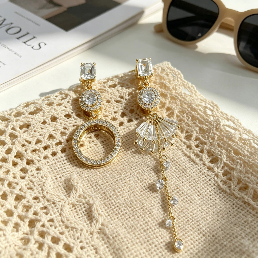 Asymmetric Vintage Circle Drop Earrings