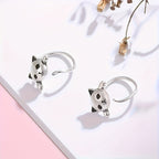White K Climbing Cat Stud Earrings