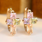 Geometric Multi-Stone Cross Earrings